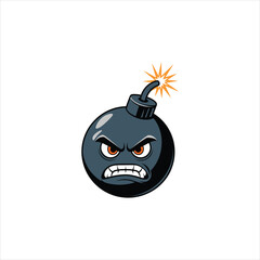 Cartoon Style Angry Bomb Character – Explosive Anthropomorphic Illustration