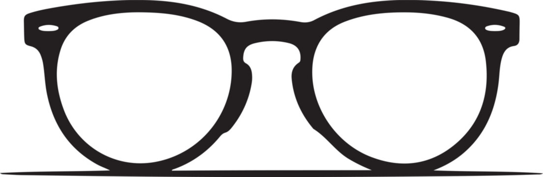 Vector illustration of hipster nerd style black glasses silhouette isolated on white background 