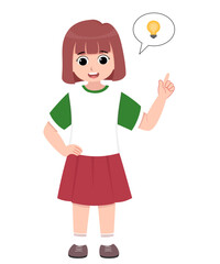 Vector Illustration of a girl having a brilliant idea eureka effect