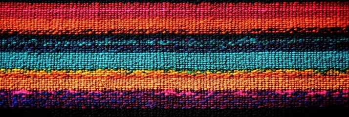 Obraz premium A vibrant close-up of a textured woven wool textile, perfect for Cinco de Mayo or ethnic-themed decor and fashion applications with a warm and inviting mood.