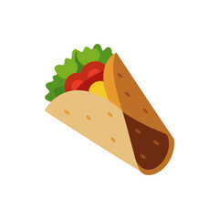 Beef Burrito Cut in Half Showing Inside on Transparent Background  