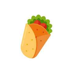 Chicken Wrap with Fresh Veggies on Transparent Background  