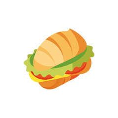 Chicken Salad Sandwich in Croissant on Transparent Background  