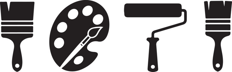 Paint icons set. Paint brush vector icon. Paint roller icon 