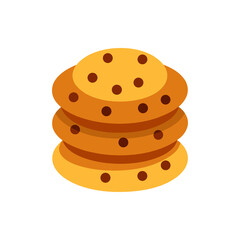 Cookie Stack with Chocolate Chips on Transparent Background  