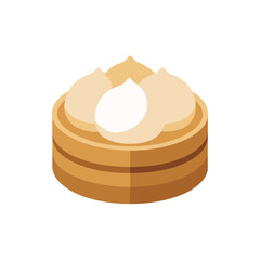 Dim Sum Dumpling Basket on Transparent Background  