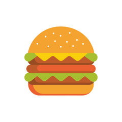 Double Patty Burger with Sesame Bun on Transparent Background  