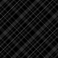 Plaid with twill weave repeat pattern in black.Gingham seamless pattern with stripes.Checkered tartan Geometric graphic vector illustration background texture for textile and prints.