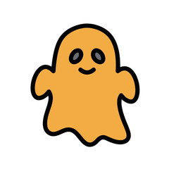 Fototapeta premium Friendly orange ghost cartoon character illustration 