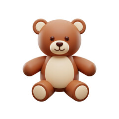 Cute, Friendly Plush Teddy Bear Toy Character on Transparent Background for Children's Decor