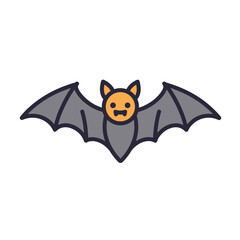 Obraz premium Cute cartoon bat with smiling face and spread wings 