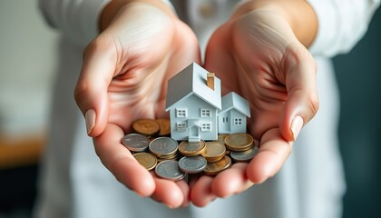 Precious home on the hands of a happy family and real estate investment and housing architecture

