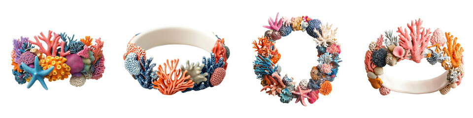 Vibrant coral reef bracelet with marine life