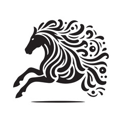 create simple black Horse Silhouette Vector  with white background 