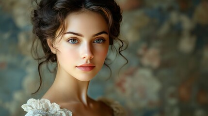 Fototapeta premium A woman in a historical costume, elegant, vintage style, portrait, 