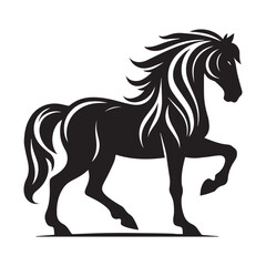 create simple black Horse Silhouette Vector  with white background 