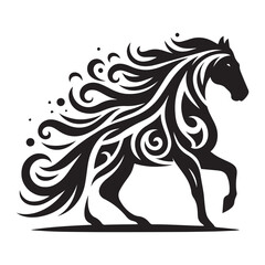 create simple black Horse Silhouette Vector  with white background 