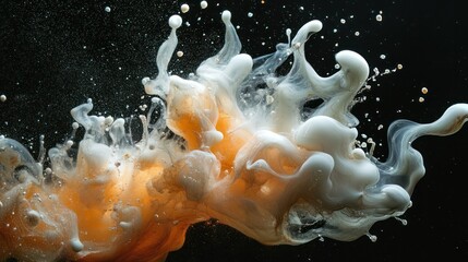 Paint splatters in motion, frozen in time, dynamic, energetic, colorful,  