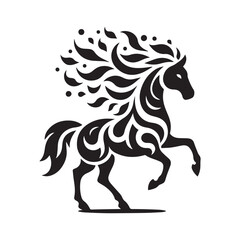 create simple black Horse Silhouette Vector  with white background 