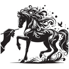 create simple black Horse Silhouette Vector  with white background 