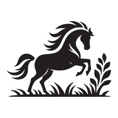 create simple black Horse Silhouette Vector  with white background 
