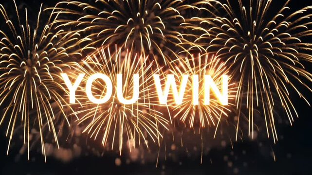 You win fireworks celebration golden congratulations winner prize victory champion award 4k video