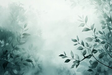 Misty forest leaves