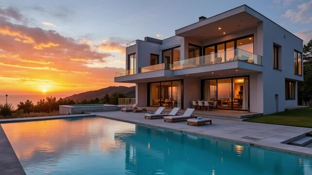Stunning Modern Villa Sunset Ocean View Luxury Real Estate Property