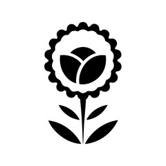 Silhouette icon of a carnation flower with  leaves vector illustration