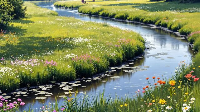 Scenic River Flowing Through Mountain Countryside &ndash; Peaceful Cinematic Footage