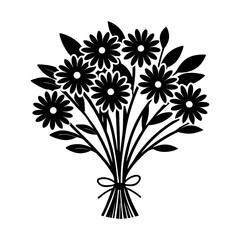 
silhouette of flower bouquet tied with ribbon vector illustration

