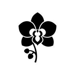 
Silhouette of an orchid flower with buds and curved stem vector illustration