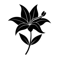 
Silhouette of lily flower with petals and stem vector illustration