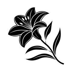 
Silhouette of lily flower with petals and stem vector illustration