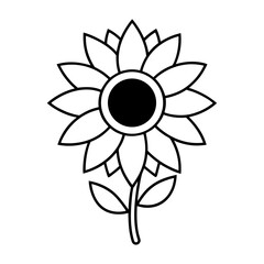 
Line art of a sunflower with leaf vector illustration