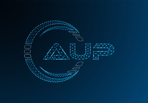 AUP low poly letter logo vector design. AUP lower poly logo design.