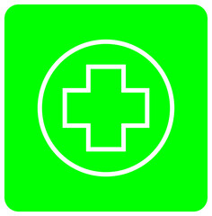 Obraz premium Square Icon with Circular Medical Cross for First Aid or Health Application – Transparent Background.