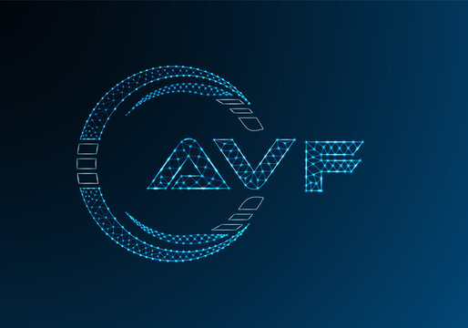 AVF low poly letter logo vector design. AVF lower poly logo design.