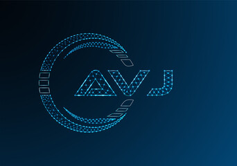 AVJ low poly letter logo vector design. AVJ lower poly logo design.