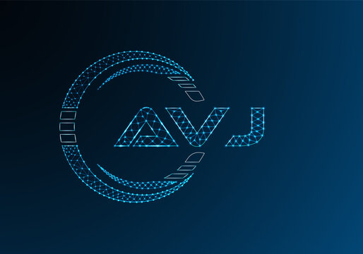AVJ low poly letter logo vector design. AVJ lower poly logo design.