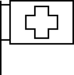 Obraz premium Medical Flag Icon with Cross Symbol for Emergency or Hospital Indication – Transparent Background.