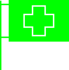 Fototapeta premium Medical Flag Icon with Cross Symbol for Emergency or Hospital Indication – Transparent Background.
