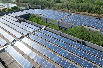 solar panel on rooftop of factory building
