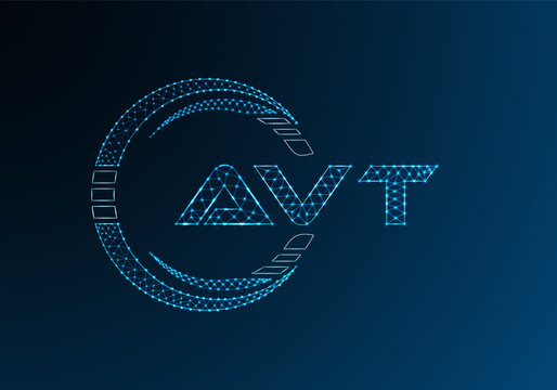 AVT low poly letter logo vector design. AVT lower poly logo design.