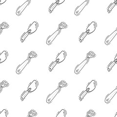 kitchen utensil pattern. kitchenware seamless pattern. doodle kitchen background