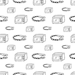 kitchen utensil pattern. kitchenware seamless pattern. doodle kitchen background