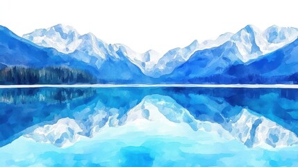 Fototapeta premium Serene reflection of snowcapped mountains on a calm lake