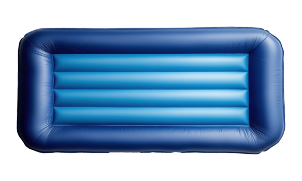 Blue inflatable mattress isolated on a transparent background