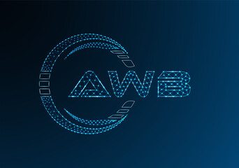 AWB low poly letter logo vector design. AWB lower poly logo design.