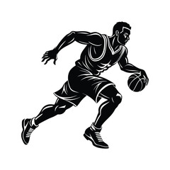 Fototapeta premium Basketball player running icon silhouette vector with white background